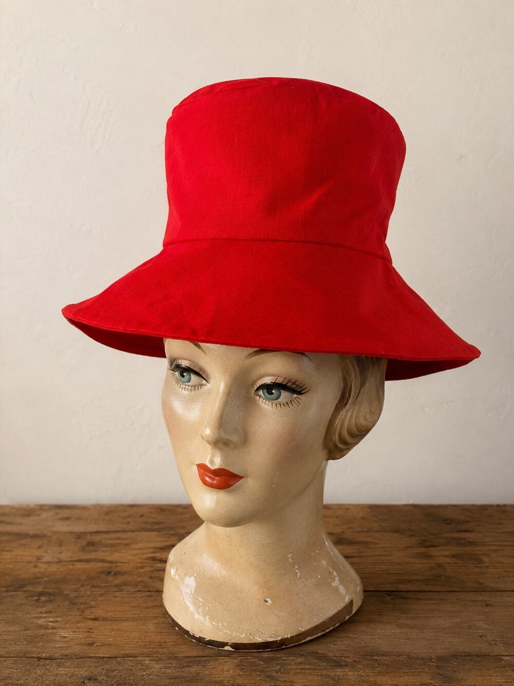 Vintage 2003 We The People Red Wide Brim Sculptural Hat Handmade Statement Hat